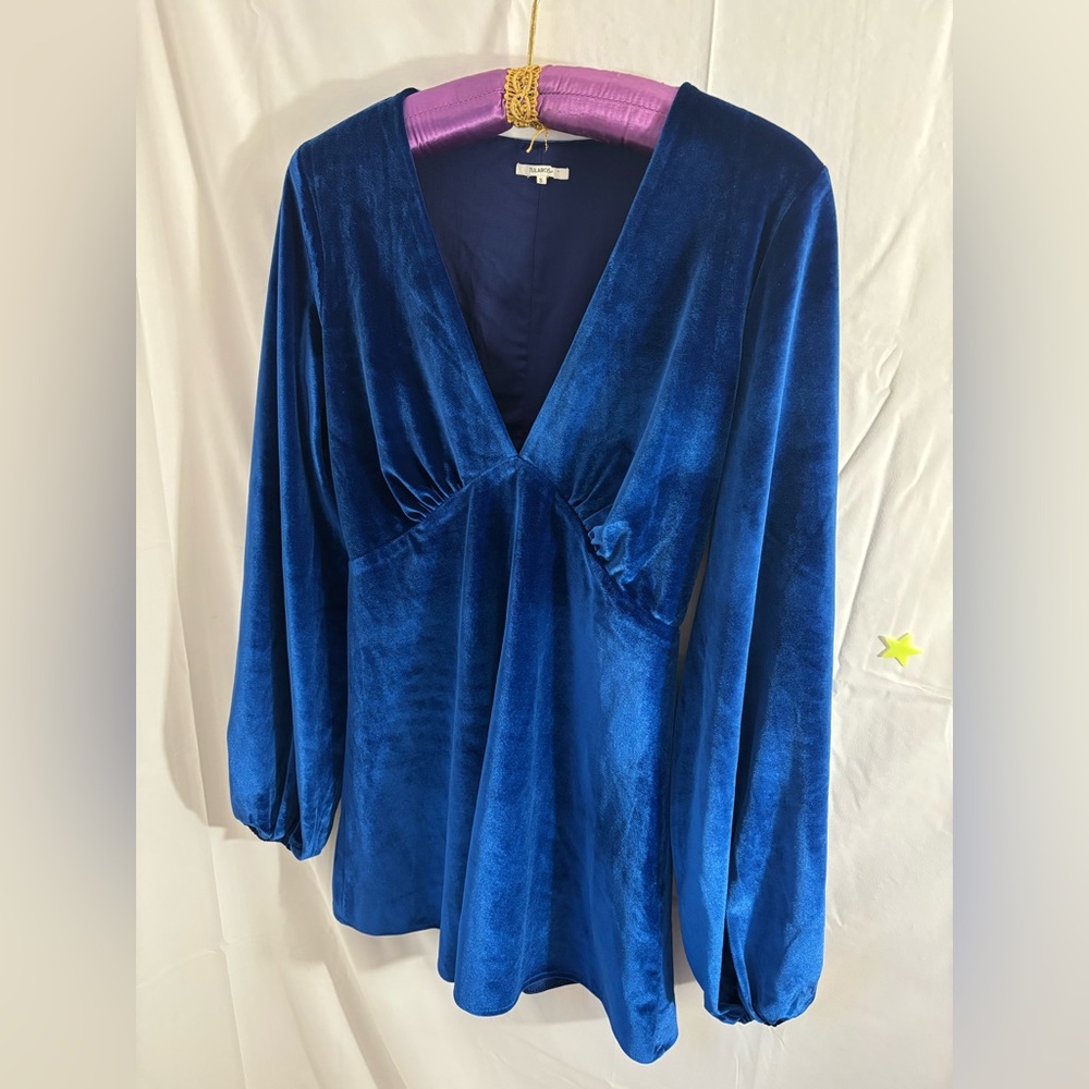 Tularosa Ryland Mini Dress‎ in Aegean Blue Velvet Size Small
